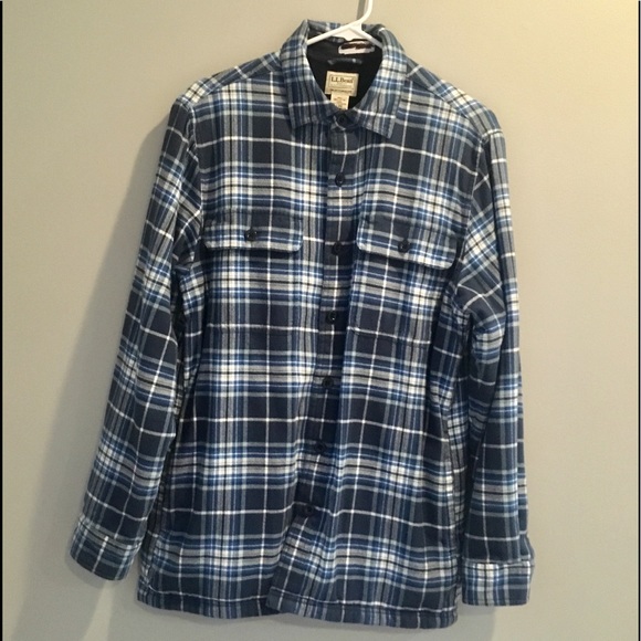 L.L. Bean Other - L.L. Bean blue black flannel sherpa lined jacket S